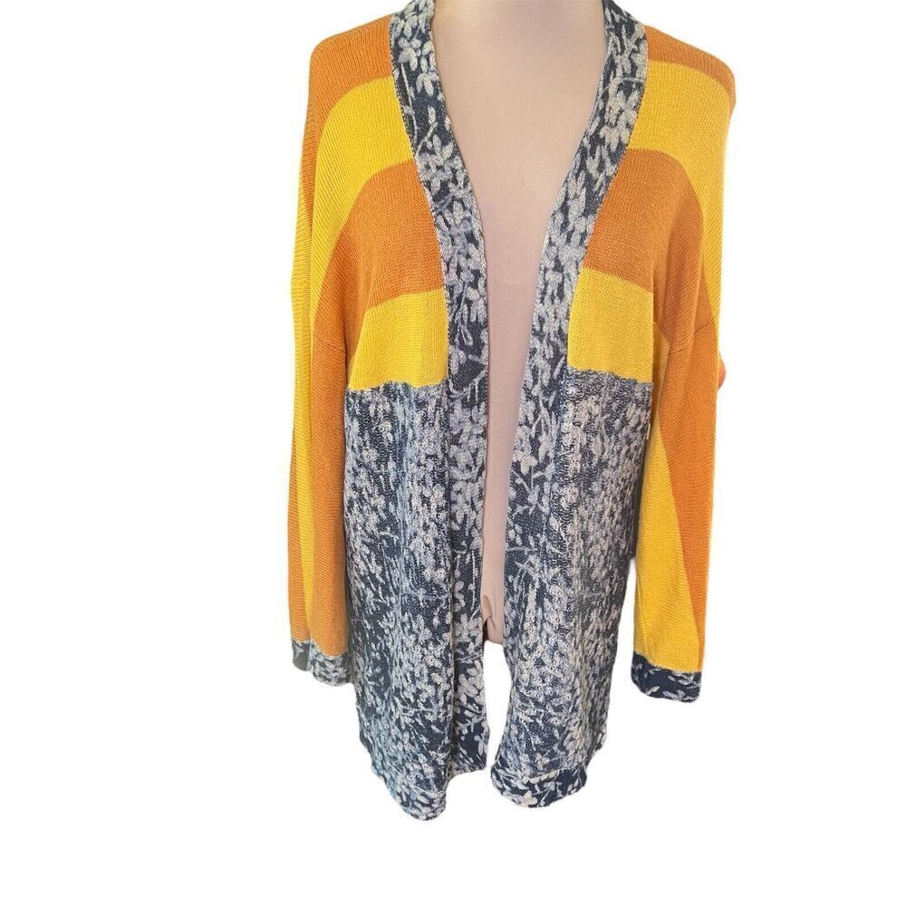 Maple by Anthropologie SZ M Cotton Linen Open Front Cardigan Boho Lagenlook